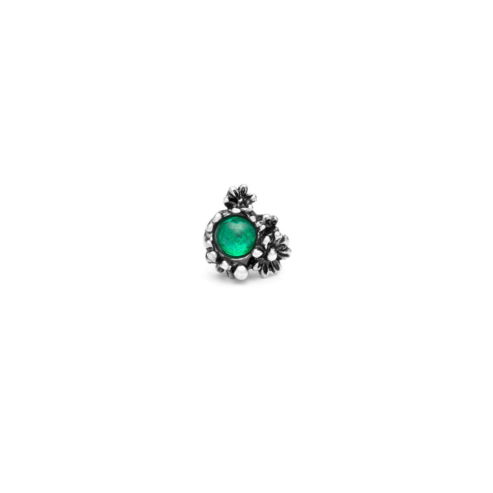 Giovanni Raspini mini garden daisies earrings Earrings in 925 Silver, green agate and tourmalinated quartz 11821/1