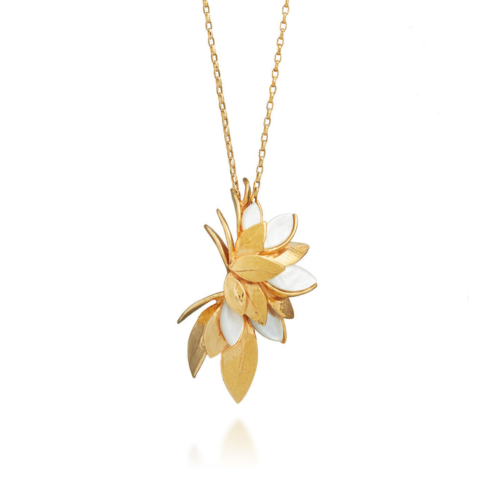 Giovanni Raspini mother-of-pearl skin pendant Necklace in 18 kt gold plated 925 silver and mother-of-pearl 12520