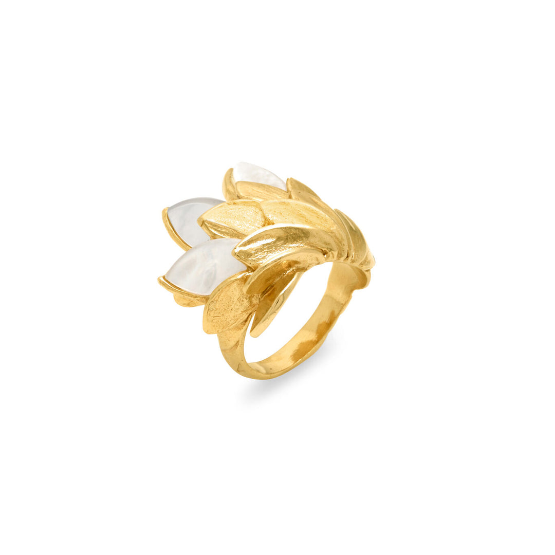 Giovanni Raspini skin ring mother of pearl Ring in 925 silver plated 18 kt gold and mother of pearl 12523