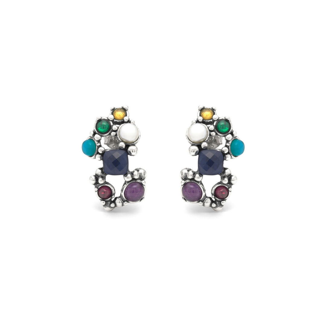 Giovanni Raspini large cocktail earrings Earrings in 925 silver, natural stones, gems and pearls 12527
