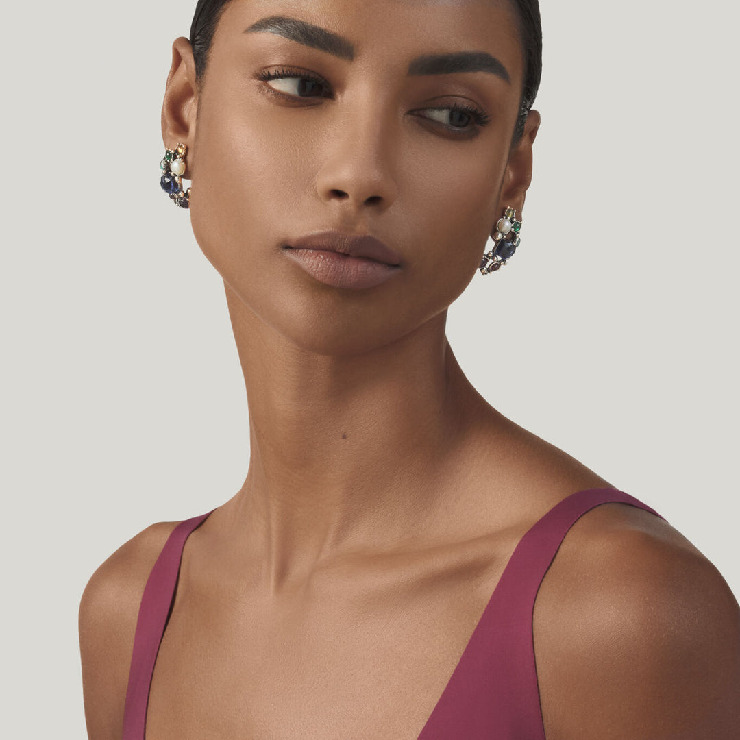 Giovanni Raspini large cocktail earrings Earrings in 925 silver, natural stones, gems and pearls 12527
