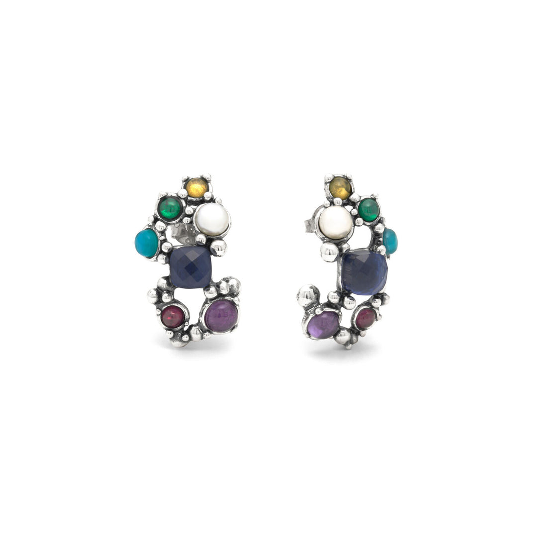 Giovanni Raspini large cocktail earrings Earrings in 925 silver, natural stones, gems and pearls 12527