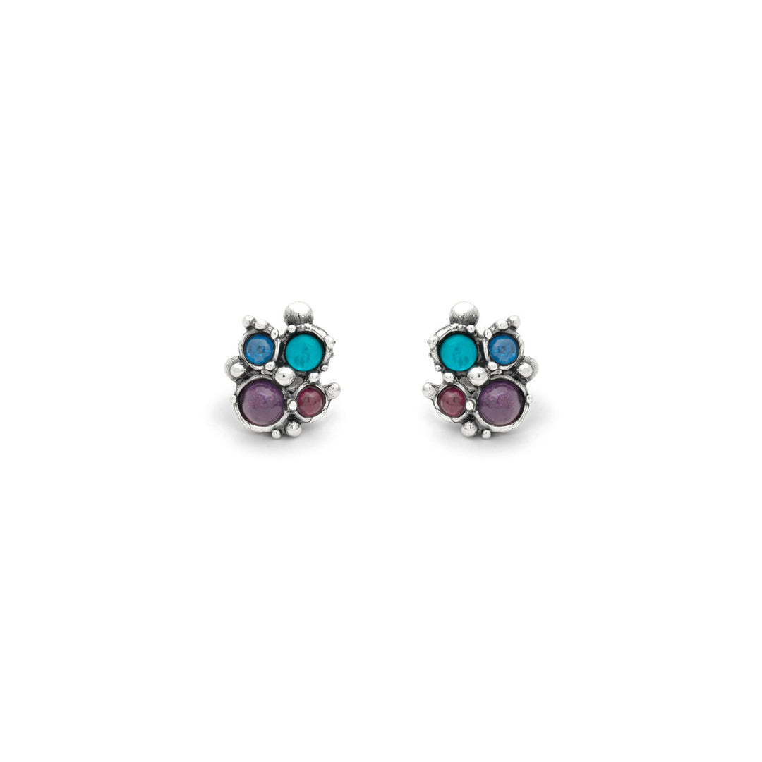 Giovanni Raspini cocktail earrings Earrings in 925 silver, mother of pearl, amethyst and siamite 12528