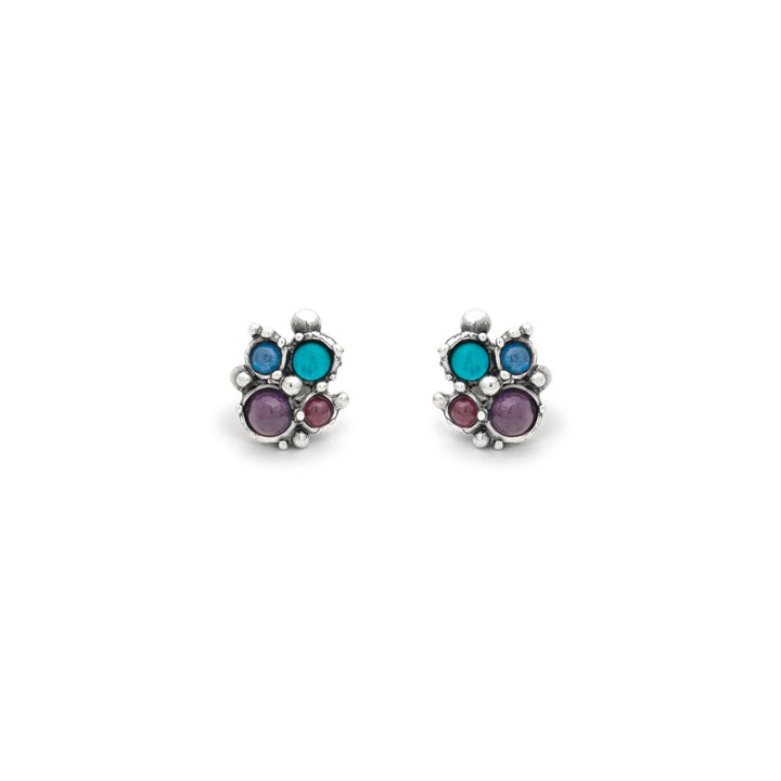 Giovanni Raspini cocktail earrings Earrings in 925 silver, mother of pearl, amethyst and siamite 12528