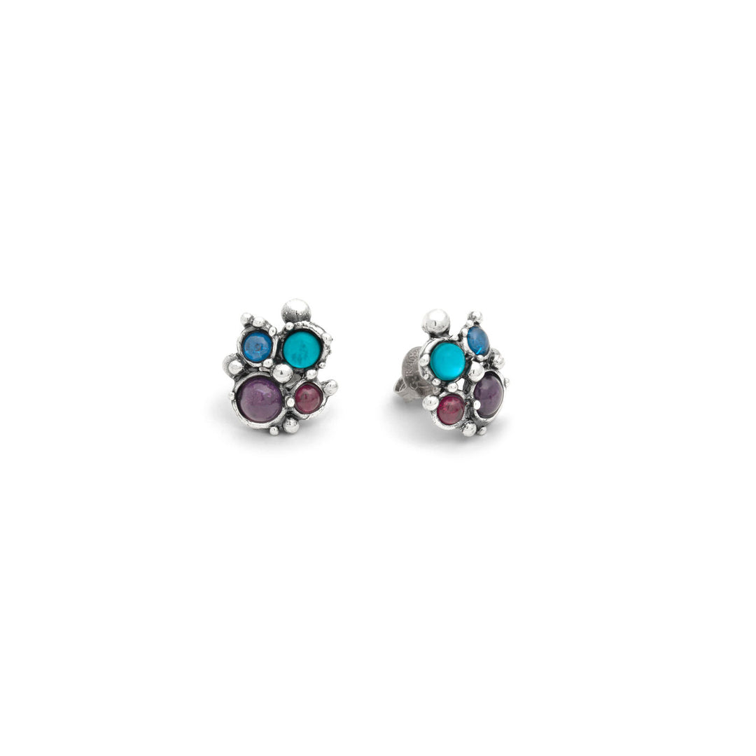 Giovanni Raspini cocktail earrings Earrings in 925 silver, mother of pearl, amethyst and siamite 12528