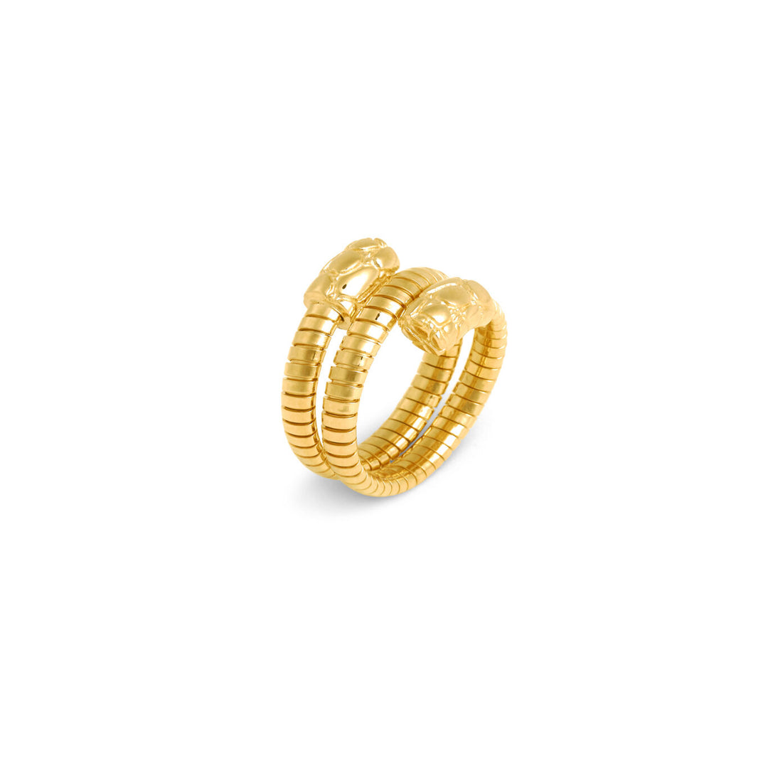 Giovanni Raspini double croco tubegas ring 18 kt gold plated 925 silver ring 12544