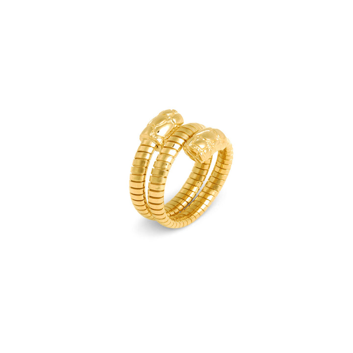 Giovanni Raspini double croco tubegas ring 18 kt gold plated 925 silver ring 12544