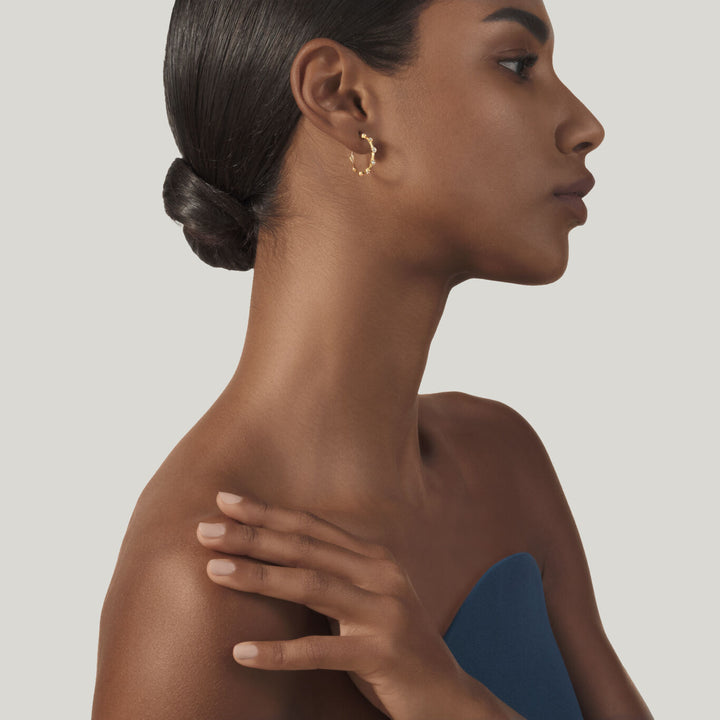 Giovanni Raspini golden satellite earrings Earrings in 18 kt gold plated 925 silver and zircons 12556