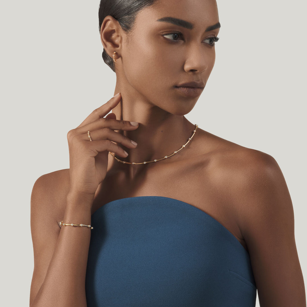 Giovanni Raspini small golden satellite earrings Earrings in 18 kt gold plated 925 silver and zircons 12557