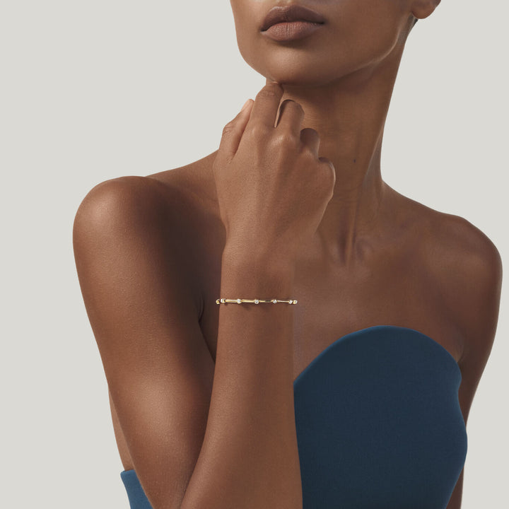 Giovanni Raspini satellite bracelet Necklace in 18 kt gold plated 925 silver and zircons 12559