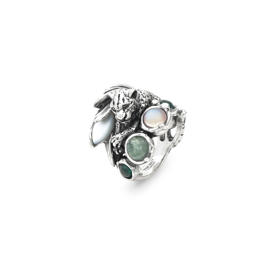 Giovanni Raspini leopard jungle ring Ring in 925 Silver, mother of pearl and quartz 12630