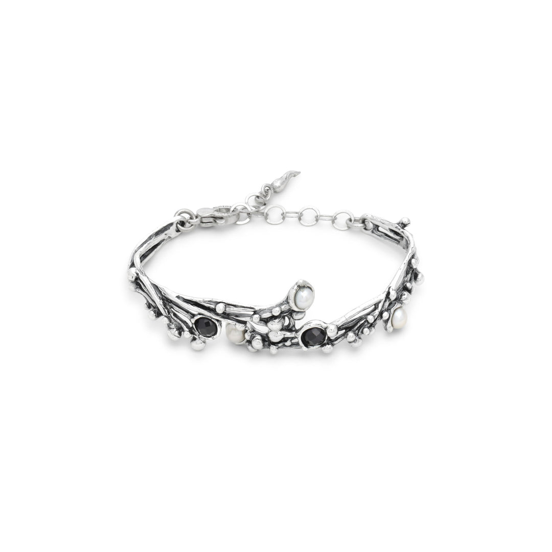 Giovanni Raspini Aura Bracelet - Bracelet in 925 Silver, natural pearls and onyx - 12690