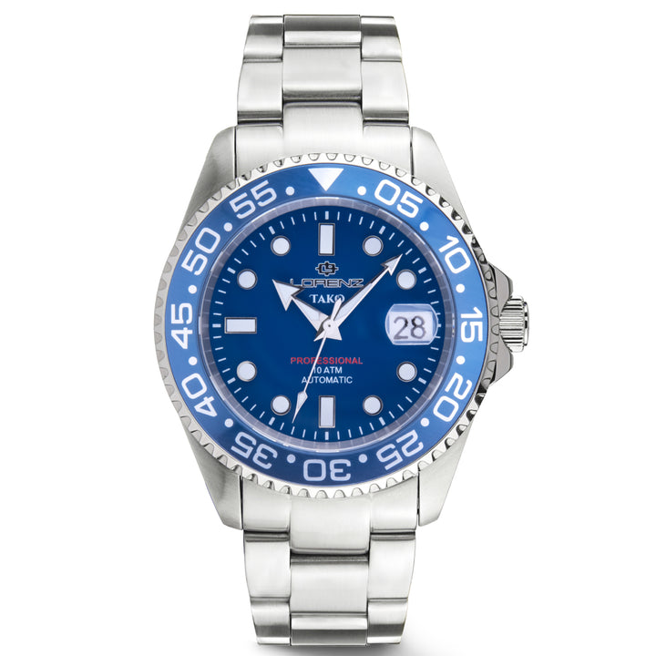 Lorenz Tako 43mm blue automatic steel watch 030254MM