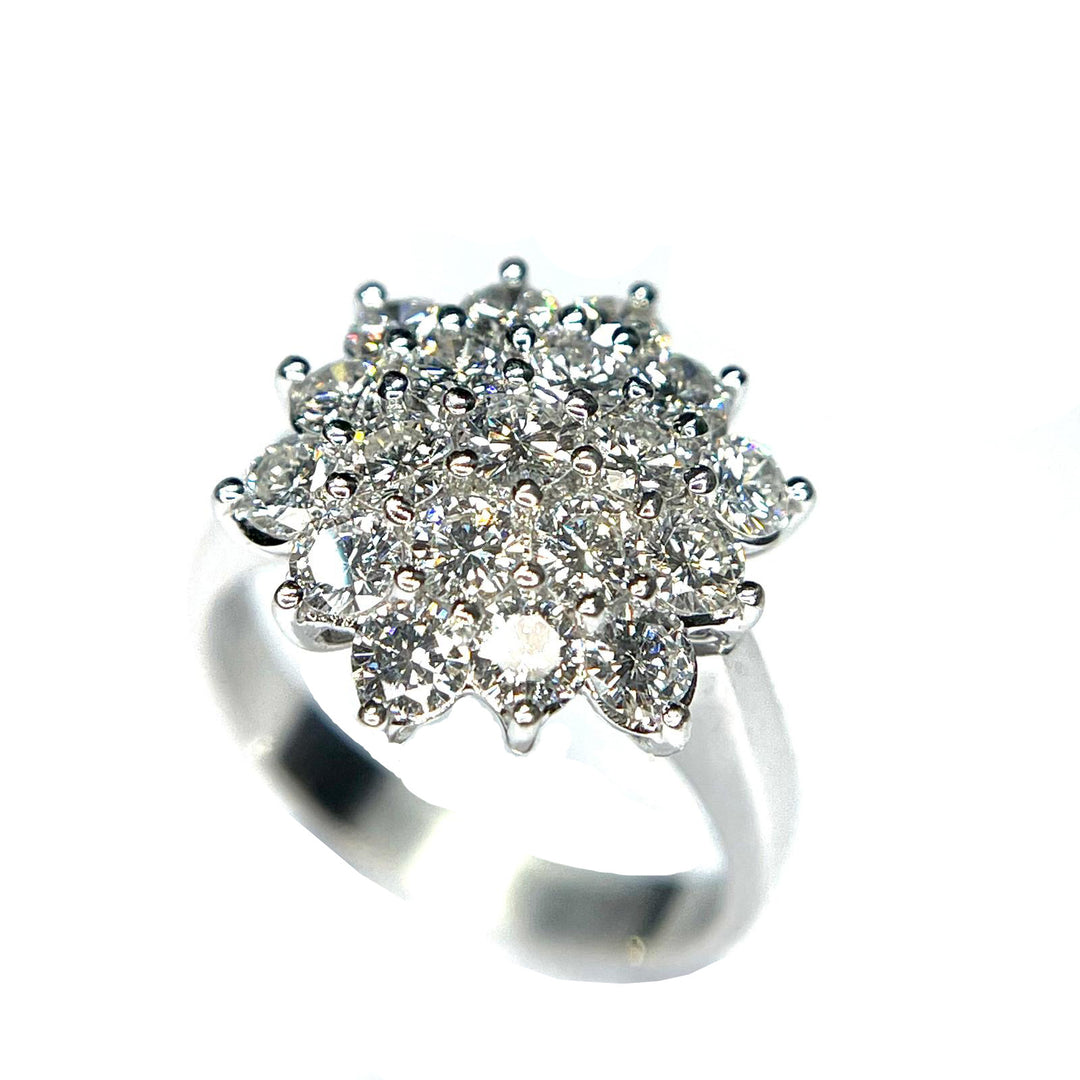 Capodagaglie river white gold flower 18kt diamonds 0397a