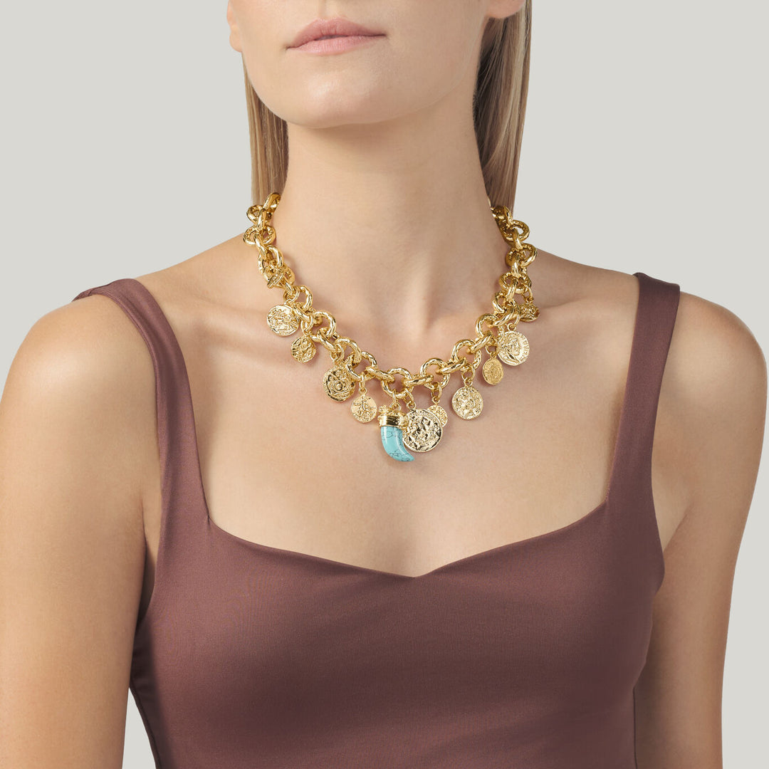 Giovanni Raspini Pueblo Necklace Gilt bronze coins N0005