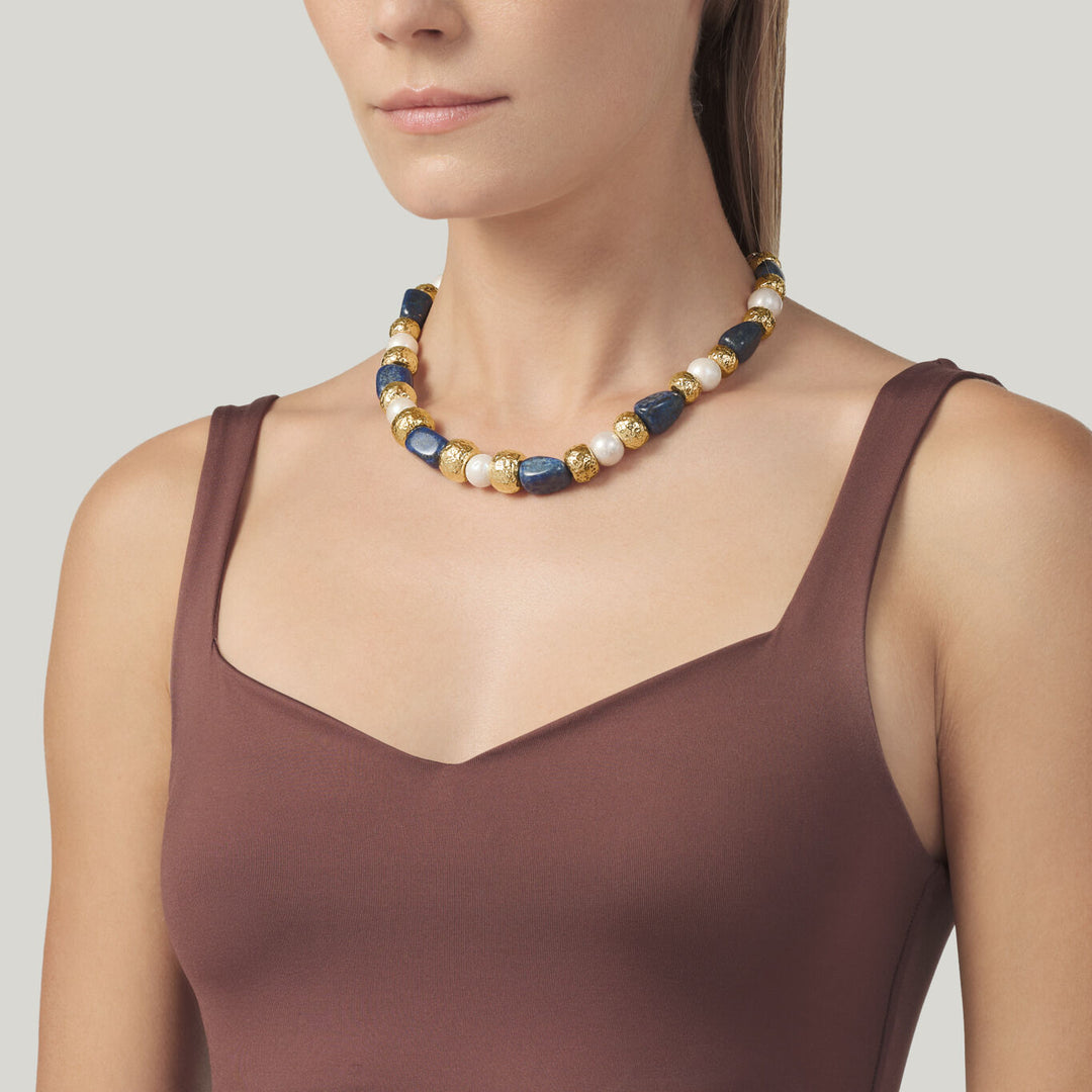 Giovanni Raspini Blue Nomad necklace gilded bronze N0030