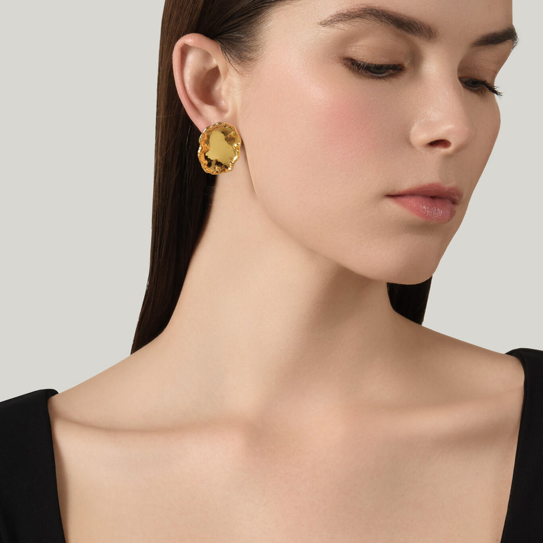 Giovanni Raspini large yuma earrings 18 kt gold plated earrings N0038