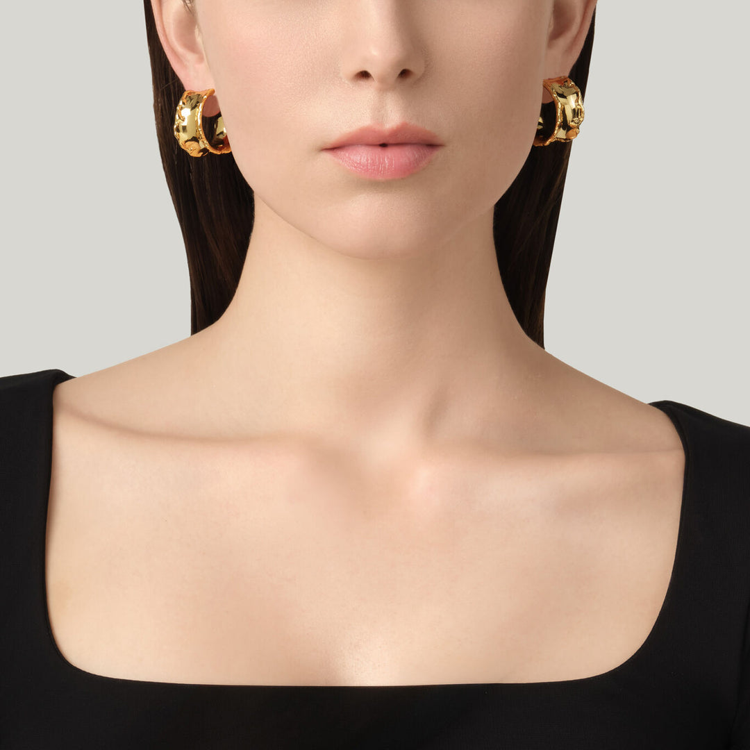 Giovanni Raspini yuma circle earrings 18 kt gold plated earrings N0041