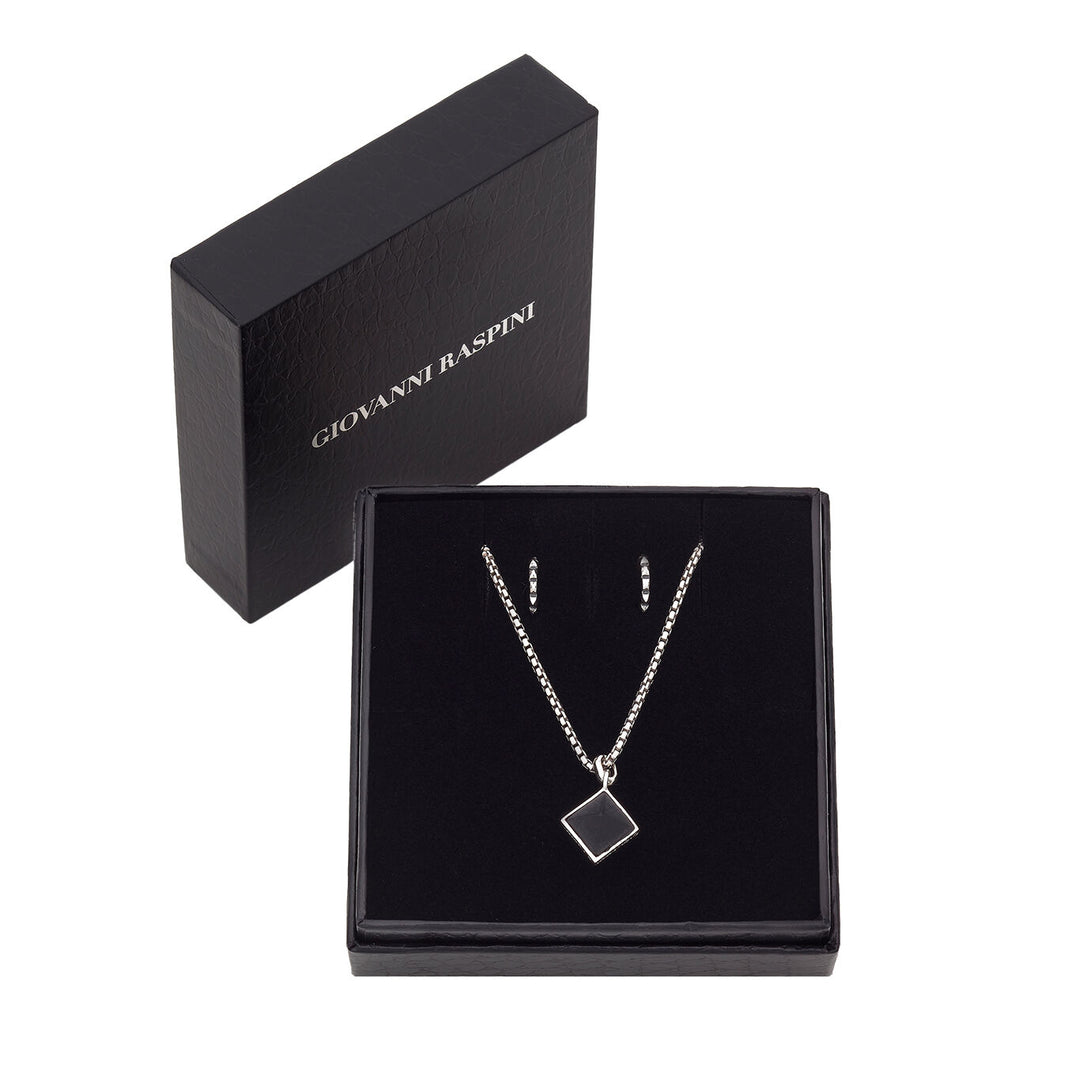 Giovanni Raspini stud set Necklace in 925 Silver and black resin. 925 Silver Earrings X01602