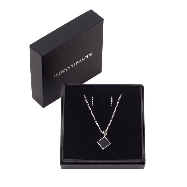 Giovanni Raspini stud set Necklace in 925 Silver and black resin. 925 Silver Earrings X01602