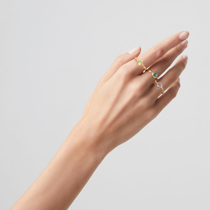 Giovanni Raspini set loop rings 18 kt gold plated silver rings and colored crystals X01604