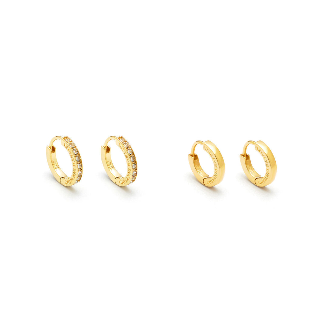Giovanni Raspini huggie set in gilded silver and zircons Hoop earrings in 18 kt gold plated silver and zircons X01606