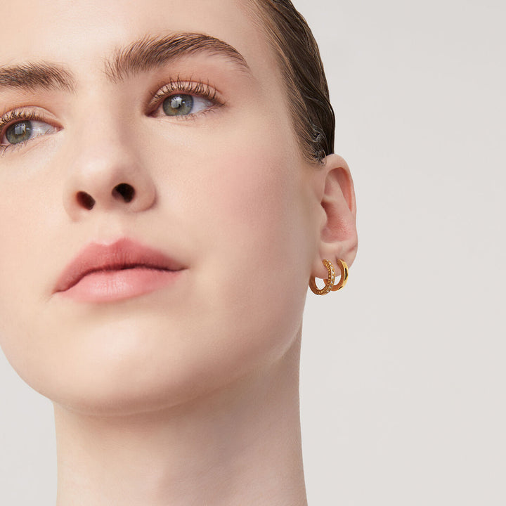 Giovanni Raspini huggie set in gilded silver and zircons Hoop earrings in 18 kt gold plated silver and zircons X01606