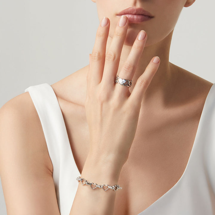 Giovanni Raspini set hearts Bracelet and ring in 925 Silver X01608