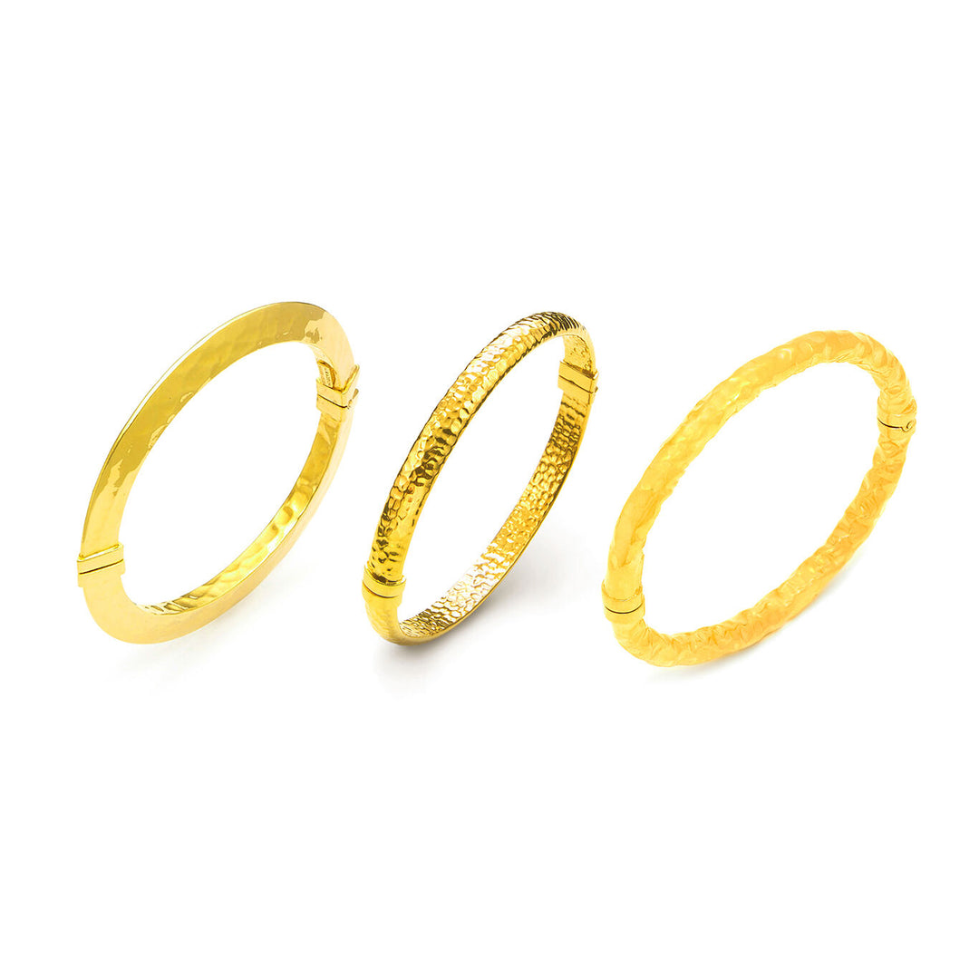 Giovanni Raspini silver rock bangle set 18 kt gold plated silver bracelets X01613