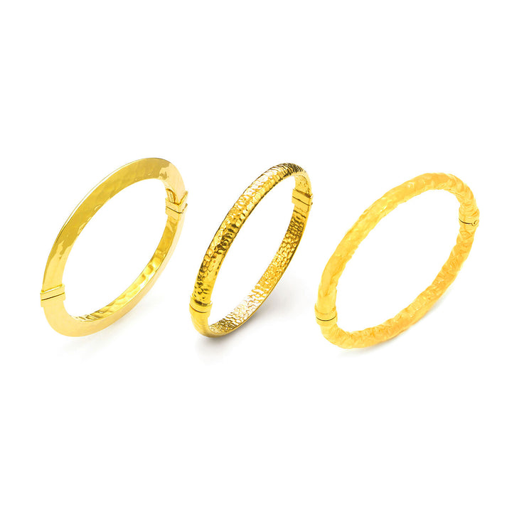 Giovanni Raspini silver rock bangle set 18 kt gold plated silver bracelets X01613