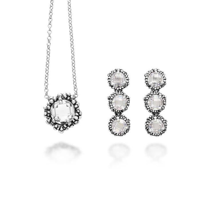 Giovanni Raspini set shine Necklace and earrings in 925 silver and zircons X01614