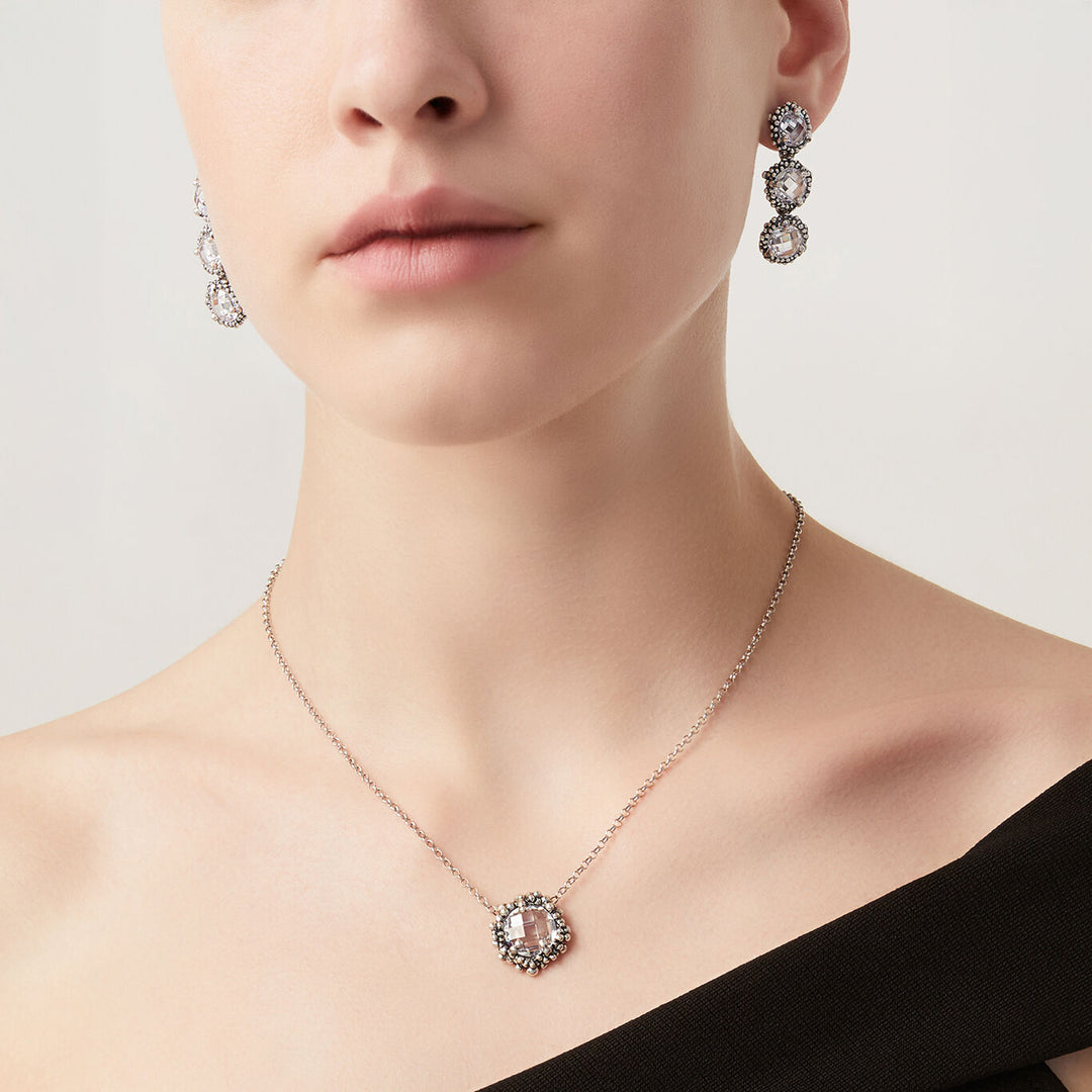 Giovanni Raspini set shine Necklace and earrings in 925 silver and zircons X01614