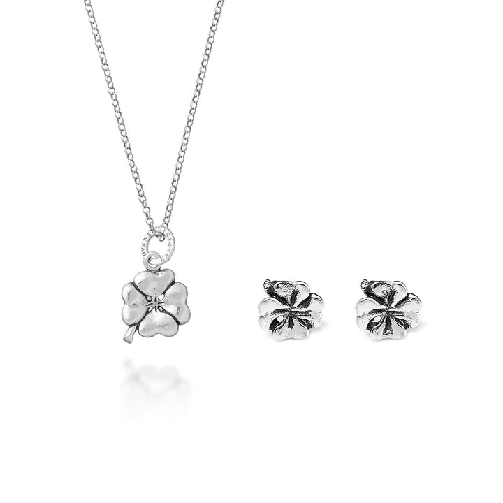 Giovanni Raspini four-leaf clover set Necklace and earrings in 925 Silver X01615