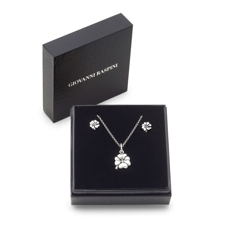 Giovanni Raspini four-leaf clover set Necklace and earrings in 925 Silver X01615