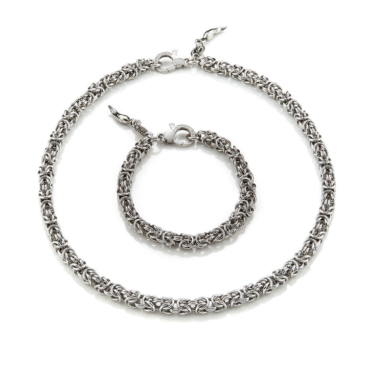 Giovanni Raspini small Byzantine link set Necklace and bracelet in 925 Silver X01618