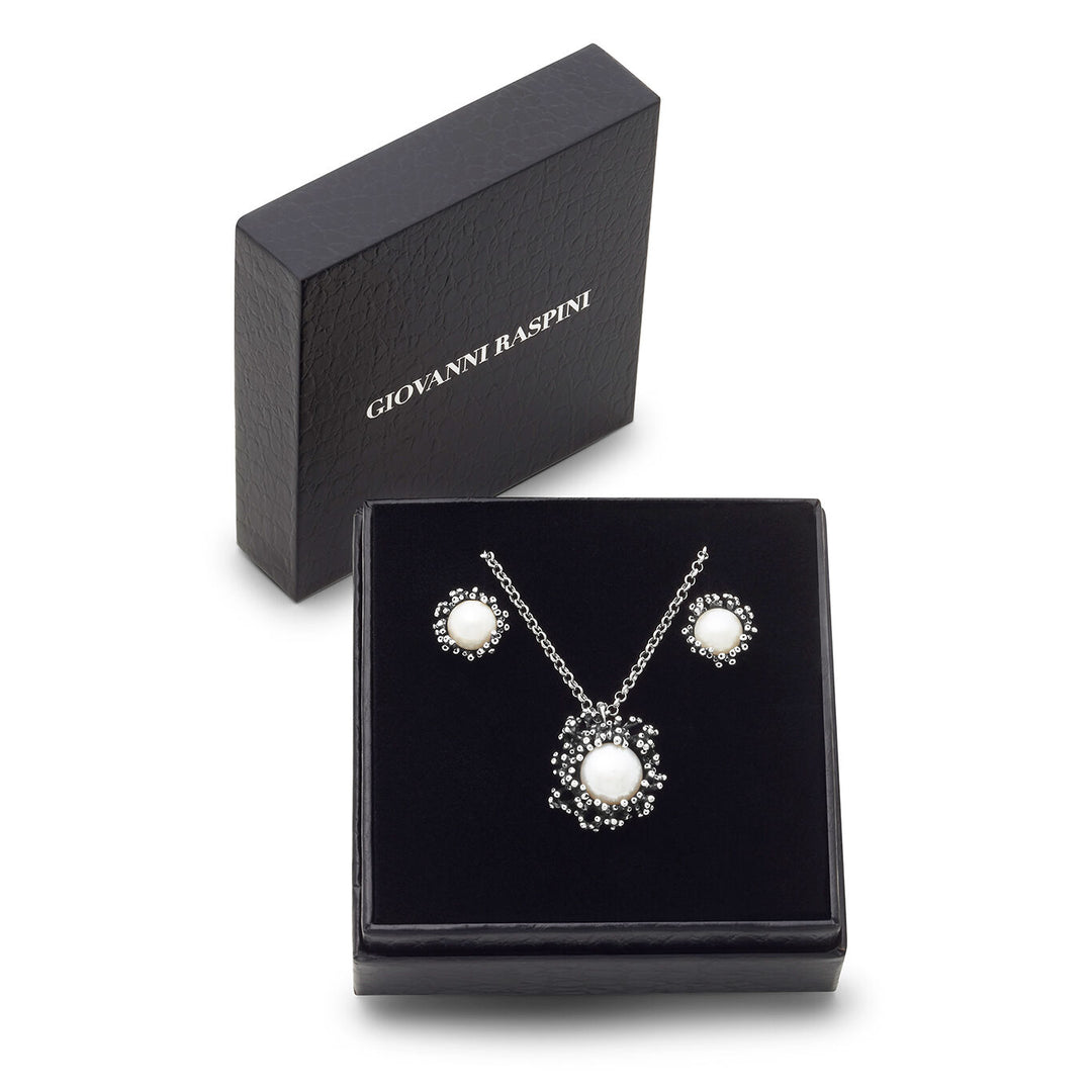 Giovanni Raspini anemone set Necklace and earrings in 925 silver and natural pearls X01620