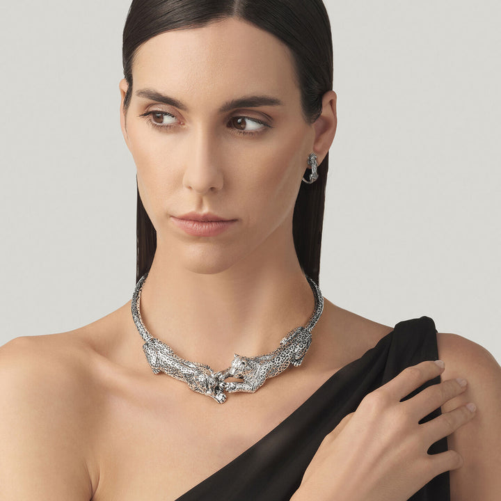 Giovanni Raspini set leopards Necklace and earrings in 925 Silver X01621
