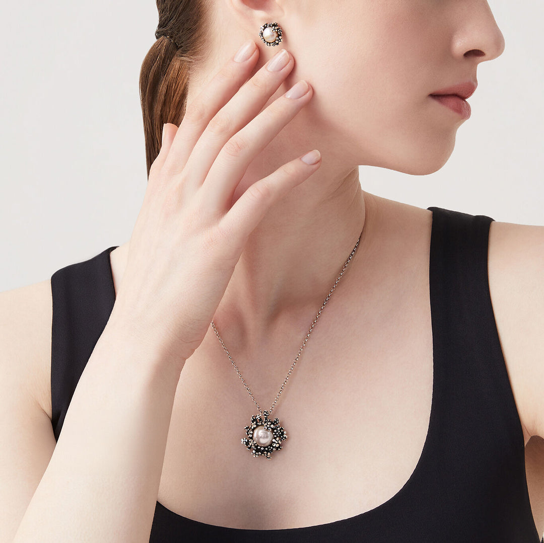 Giovanni Raspini set blossom Necklace and earrings in 925 silver and natural pearls X01622