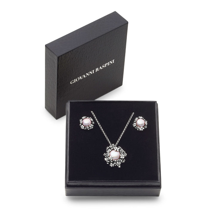 Giovanni Raspini set blossom Necklace and earrings in 925 silver and natural pearls X01622