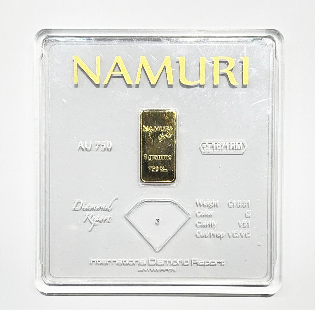 Namuri Ingot 1 gram 18kt gold Diamond 0.01ct G VS1 NDJ/G01GVS