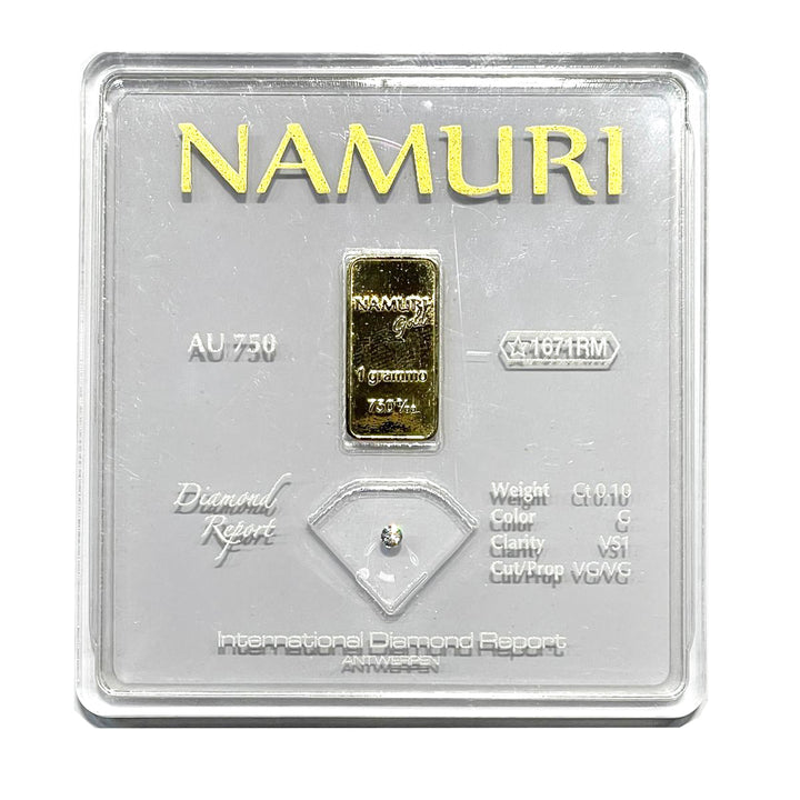 Namuri Ingot 1 gram 18kt gold diamond 0.10ct G VS1 NDJ/G10GVS