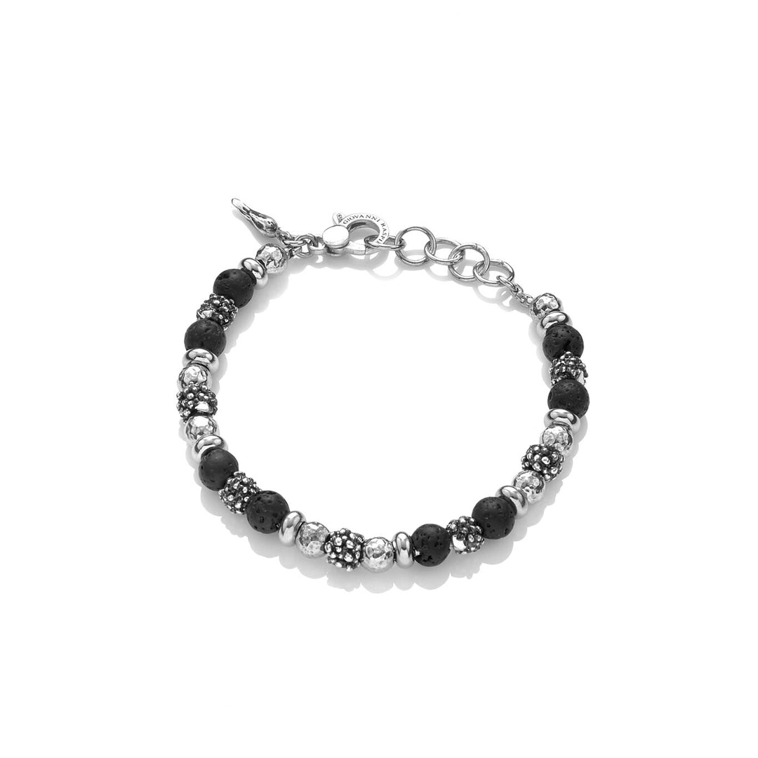 Giovanni Raspini Black Beries Bracelet 925 Lava Stone 10490