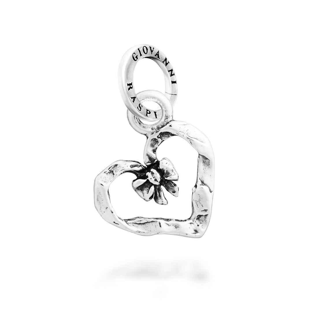 Giovanni Raspini Small Bow Heart Charm - Silver Charm - 12725