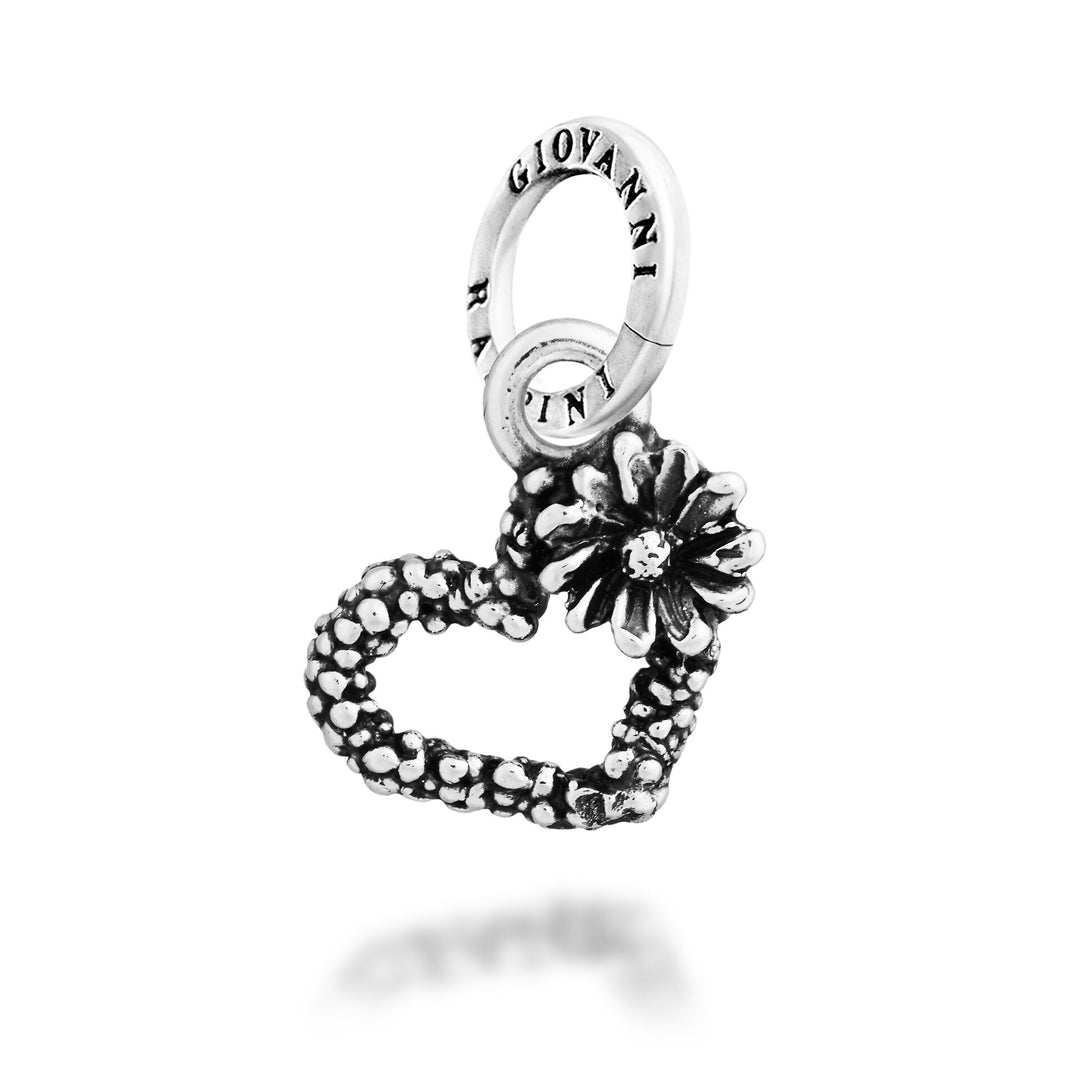 Giovanni Raspini Mimosa and Daisy Heart Charm - Silver Charm - 12731