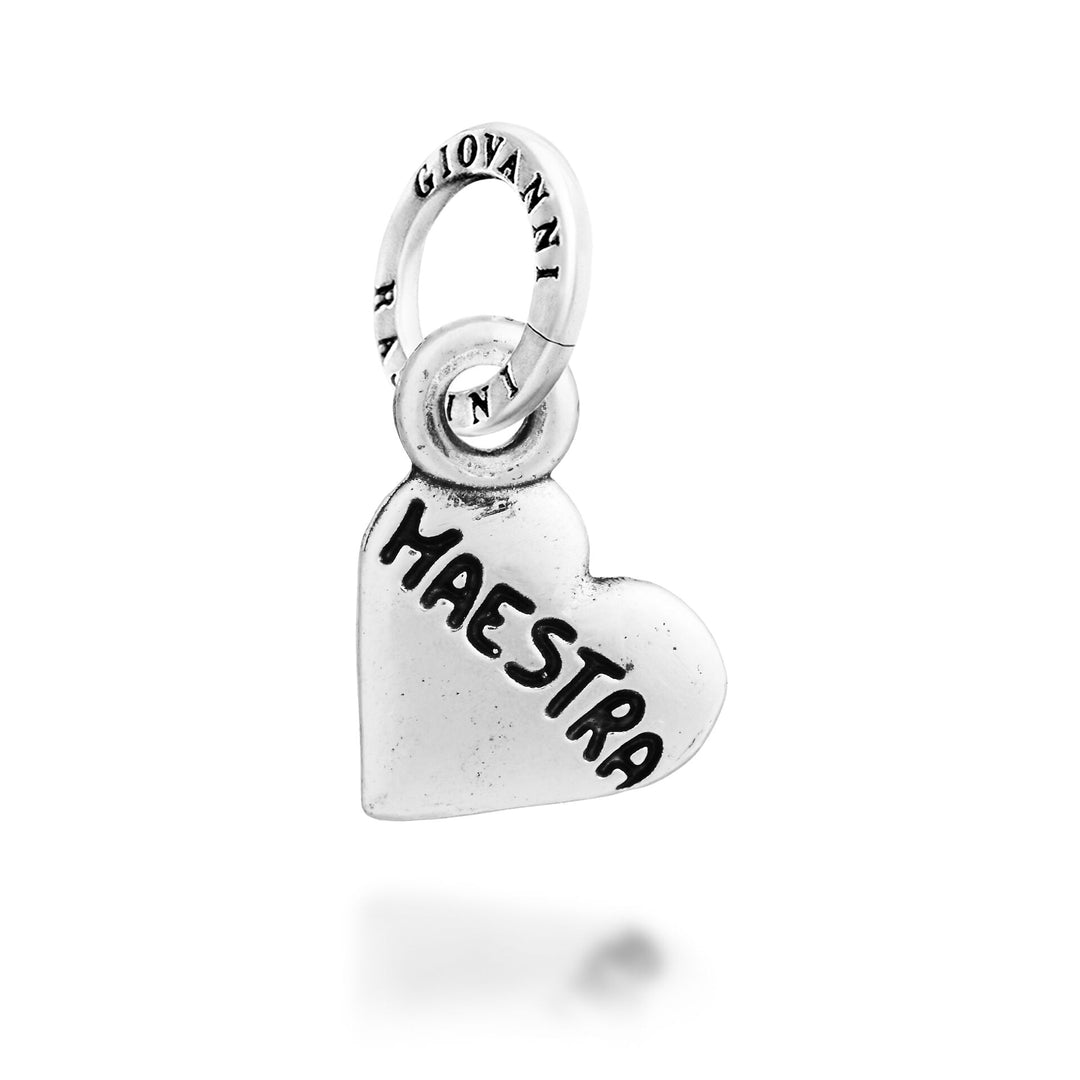 Giovanni Raspini Heart Charm "Maestra" - Silver Charm - 12740