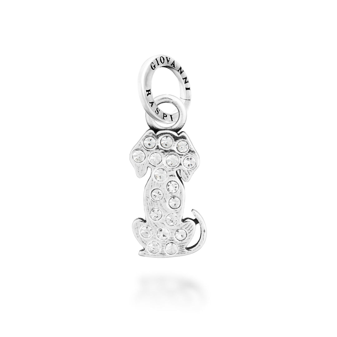 Giovanni Raspini Crystal Dog Charm - Silver and zircon charm - 12743