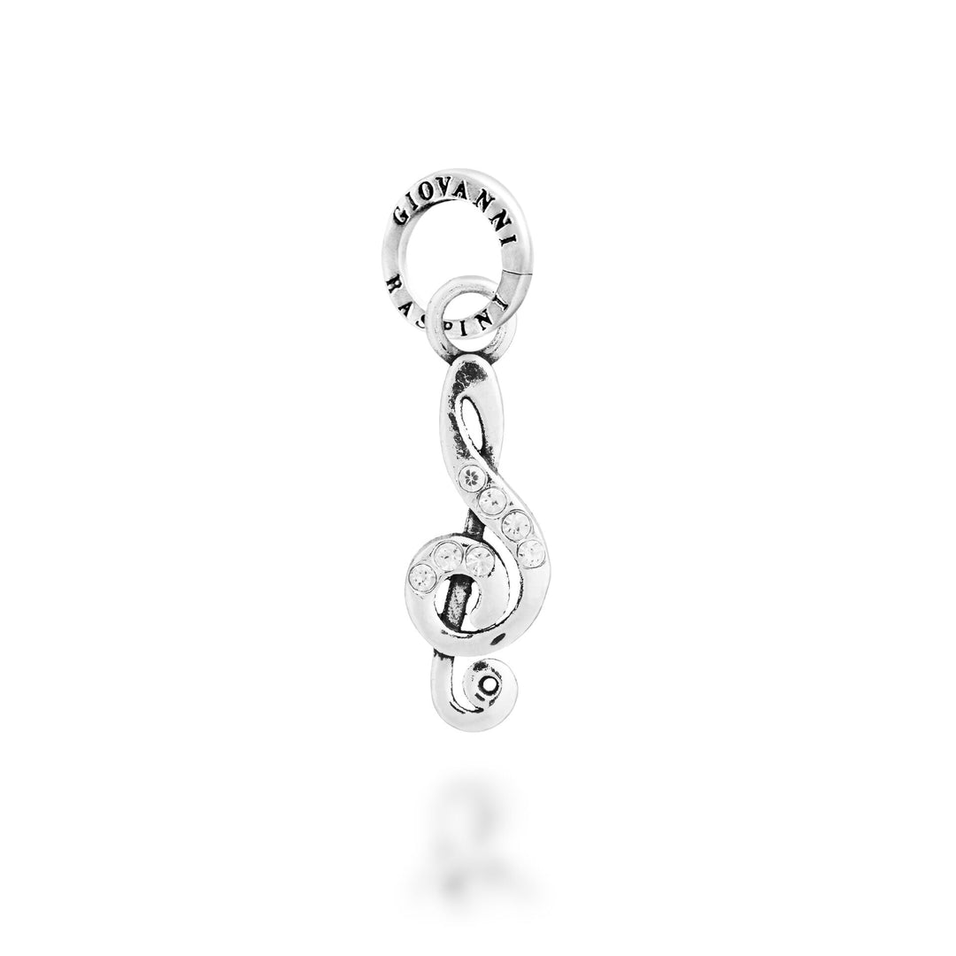 Giovanni Raspini Crystal Treble Clef Charm - Silver and zircon charm - 12753
