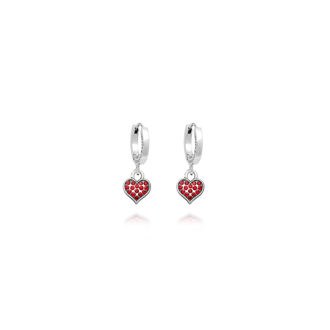 Giovanni Raspini Huggie Heart Earrings Crystal Red silver X01623