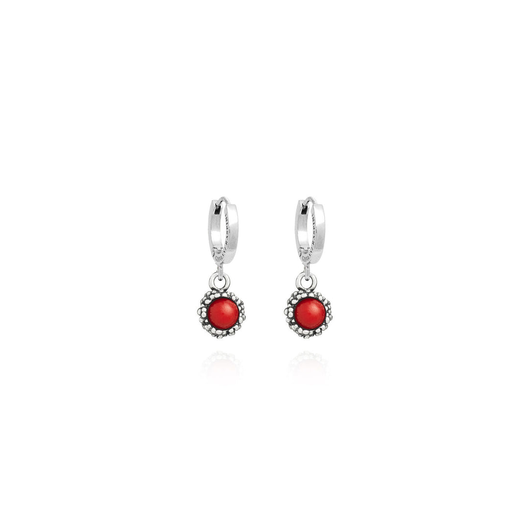 Giovanni Raspini Huggie Coral Perlage earrings silver X01624