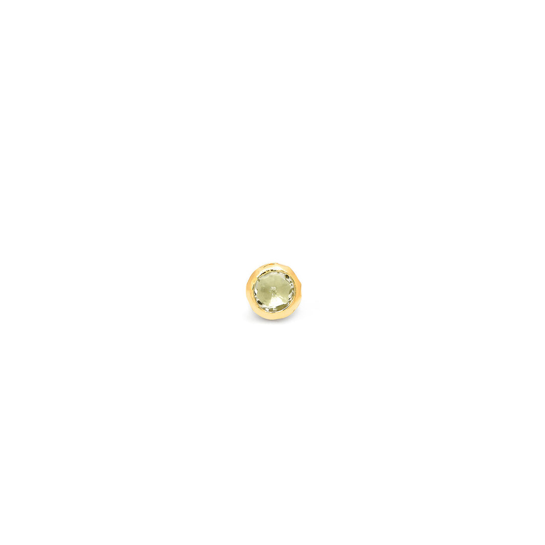 Giovanni Raspini small lime green loop earrings 18 kt gold plated silver earrings with lime green crystals 12136/1